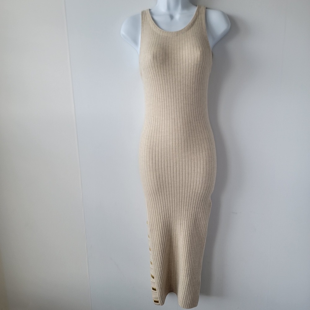 Alice+Olivia women's wool blend Rib-Knit Midi bodycon Dress size XS sleecveles